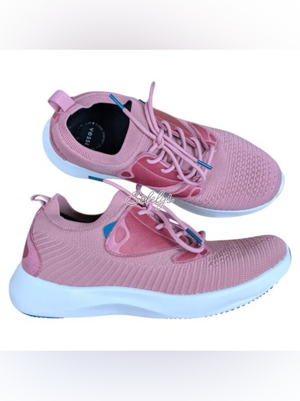 Vessi Women's Pink Knit Lace-Up Athletic Sneakers
